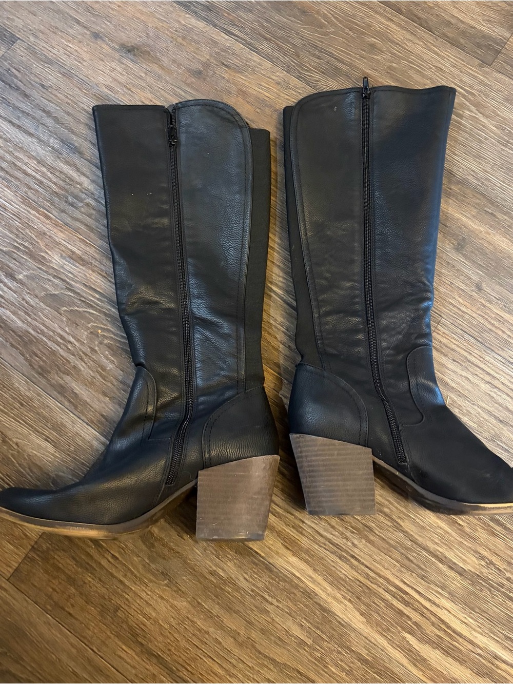 Women’s Lucky Brand Black Balissa Leather 90s Minimalist Tall Boots Size 8.5 M - Picture 7 of 9